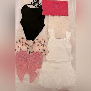 SHEIN new/unworn cute tops (4), bodysuit (1), sweater (1), and skirt (1).